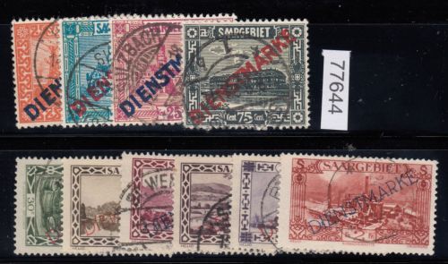 Saargebiet 1923+27 Mi. Nr. 12-15+16-21 gestempelt (Dienstmarken)