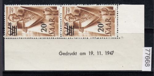 Saarland 1947 Mi. Nr. 237 II Br **   (Druckdatum)