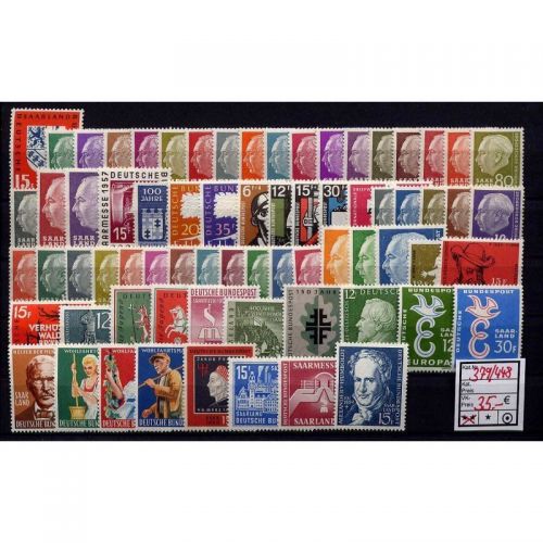 Saarland 1957-59 Mi. Nr. 379-448 ** Komplett (OPD)