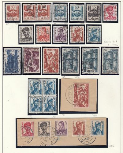 Saarland 1948 Mi. Nr. 239-54 Gestempel