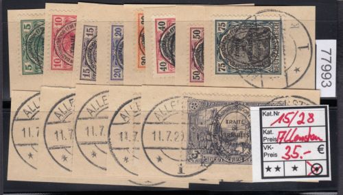 Abstimmung. Allenstein 1920, Mi.-Nr. 15-28 gestempelt