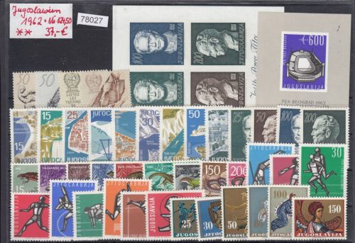 Jugoslawien 1962, Mich.-Nr.: ** komplett