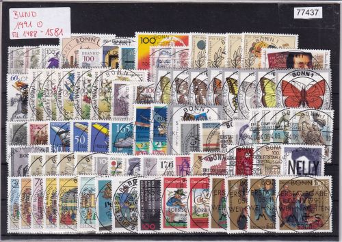 Bund 1991, Mich.-Nr.: 1488-1581 Gestempelt Komplett  LUXUS PLUS Zentrisch Ersttag