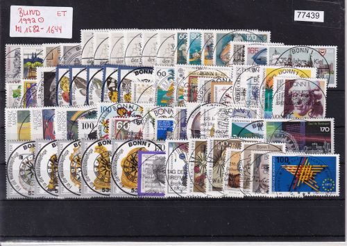 Bund 1992, Mich.-Nr.: 1582-1644 Gestempelt Bonn Komplett LUXUS PLUS Zentrisch