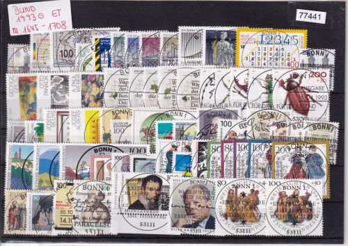 Bund 1993, Mich.-Nr.: 1645-1708 Gestempelt Bonn Komplett  LUXUS  Zenteisch