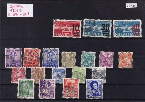 Schweiz 1936 : Mi.-Nr.: Komplett gestempelt