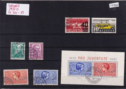 Schweiz 1937 : Mi.-Nr.: Komplett gestempelt