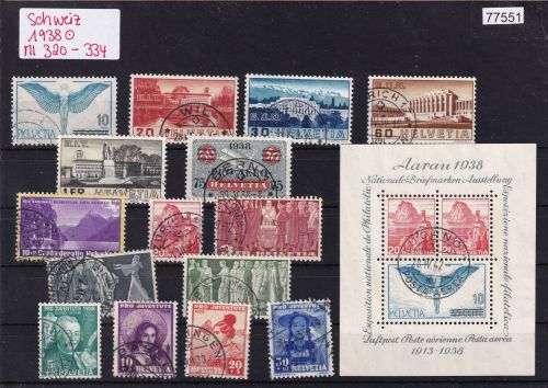 Schweiz 1938 : Mi.-Nr.: Komplett gestempelt