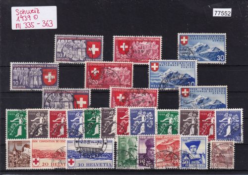 Schweiz 1939 : Mi.-Nr.: Komplett gestempelt