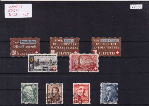 Schweiz 1942 : Mi.-Nr.: Komplett gestempelt ohne Block 7