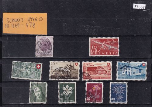 Schweiz 1946 : Mi.-Nr.: 469-478 gestempelt