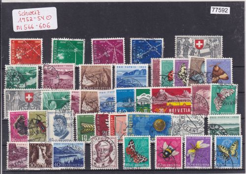 Schweiz 1952 - 1954 : Mi.-Nr.: 566 - 606 gestempelt