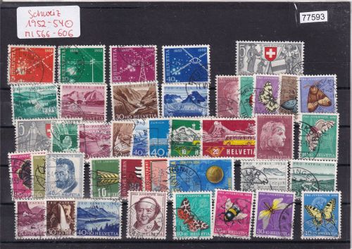 Schweiz 1952 - 1954 : Mi.-Nr.: 566 - 606 gestempelt