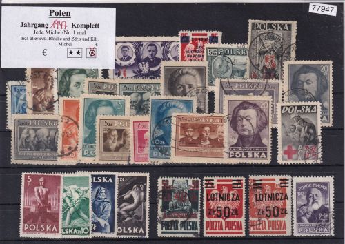 Polen 1947, Mich.-Nr.: 451-478