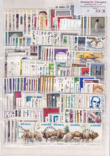 Polen 1980-83, Mich.-Nr.: 2664-2898 komplett gestempelt  Bl. 83  mängel