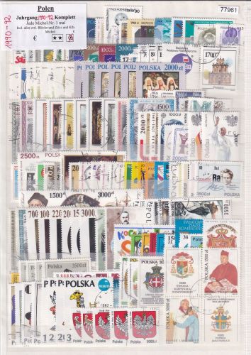 Polen 1990-92, Mich.-Nr.: 3253-3424 Komplett gestempelt