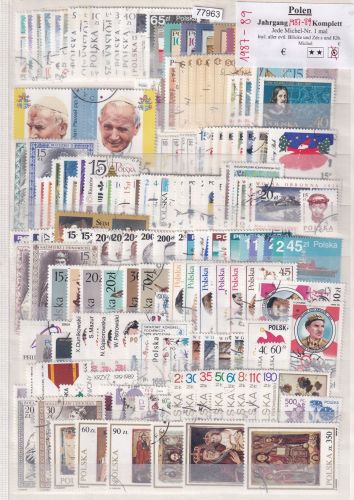 Polen 1987-89, Mich.-Nr.: 3076-3252 komplett, gestempelt