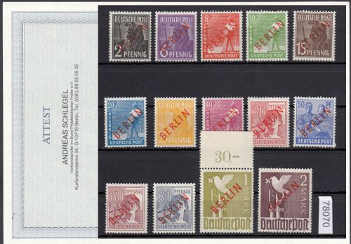Berlin 1949, Mich.-Nr.: 21-34 ** geprüft  Attest LUXUS