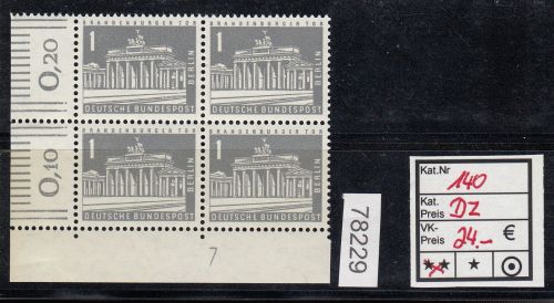 Berlin 1956, Mich.-Nr.: 140 y ** DZ  7  Eckrand   Druckerzeichen