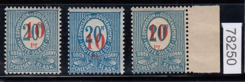 Abstimmung. Oberschlesien 1920, Mi.-Nr. 11 a,b,c  **