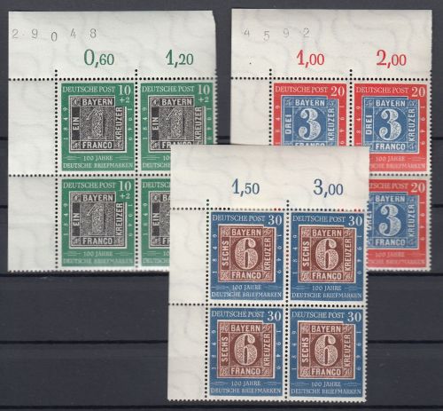 Bund 1949, Mich.-Nr.: 113-15 ** Eckrand 4er.-Block  mit  Plf 115 V