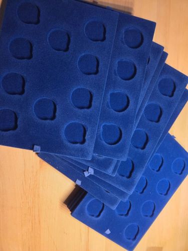 11 Münztablett für je 10  Münzen bis 42 mm Durchmesser blauer Samt