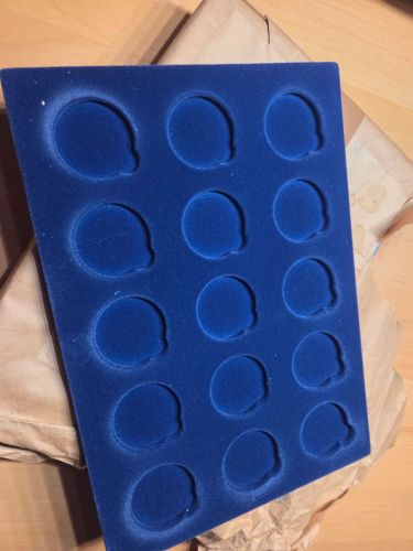 5 Münztablett für je 15  Münzen bis 42 mm Durchmesser blauer Samt