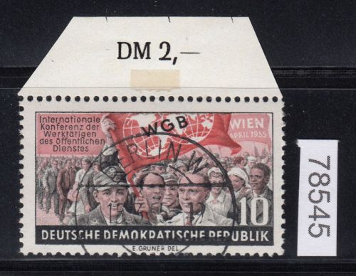 DDR 1955, Mich.-Nr.: 452 LUXUS Voll-Stempel + gummi  +  ERSTTAG  Berlin  W8