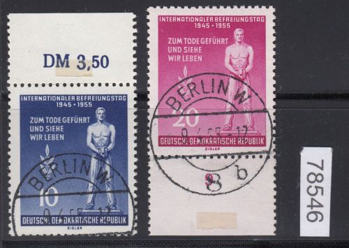 DDR 1955, Mich.-Nr.: 459+60 LUXUS Voll-Stempel + gummi  +  ERSTTAG  Berlin  W8
