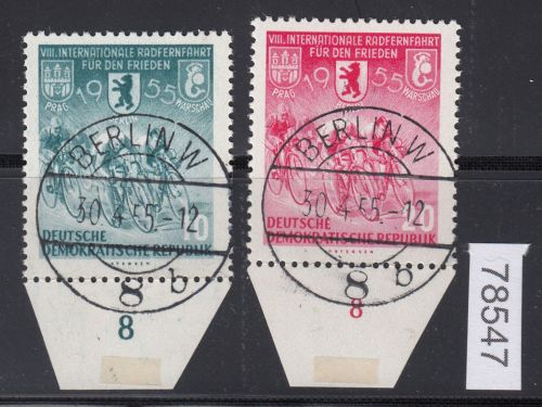 DDR 1955, Mich.-Nr.: 470+71 LUXUS Voll-Stempel + gummi  +  ERSTTAG  Berlin  W8