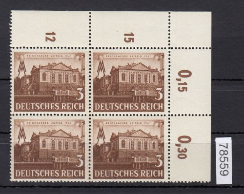 DR 1941, Mich.-Nr.: 764 **  ECKRAND  4er.-Block