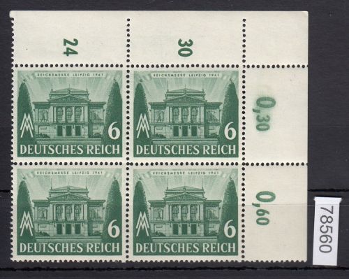 DR 1941, Mich.-Nr.: 765 **  ECKRAND  4er.-Block