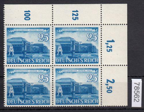 DR 1941, Mich.-Nr.: 767 **  ECKRAND  4er.-Block