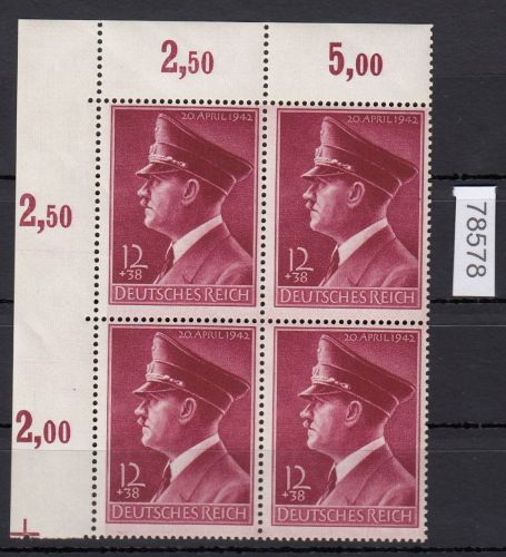 DR 1942, Mich.-Nr.: 813 y **  ECKRAND  4er.-Block
