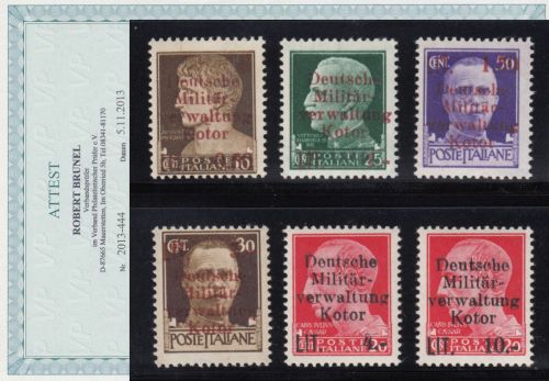 Kotor, Mi.-Nr. 1-6 *  geprüft  Attest