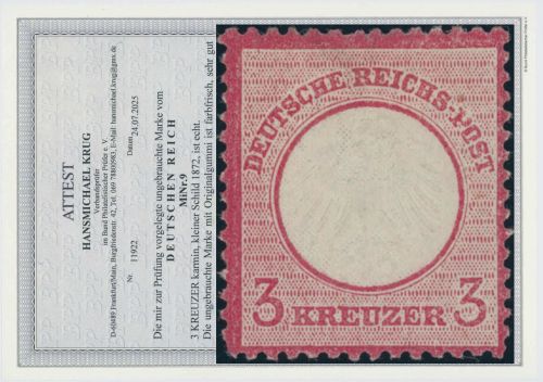 DR 1872, Mich.-Nr.:  9 * geprüft  Attest