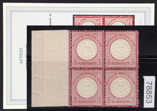 DR 1872, Mich.-Nr.: 25 **   4er.-Block  geprüft  Attest