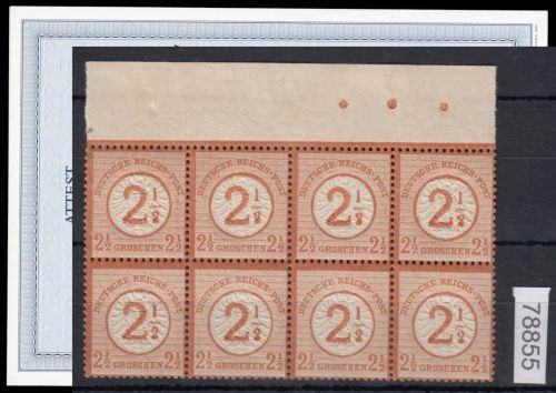 DR 1874, Mich.-Nr.: 29 ** geprüft  8er.-Block  Attest