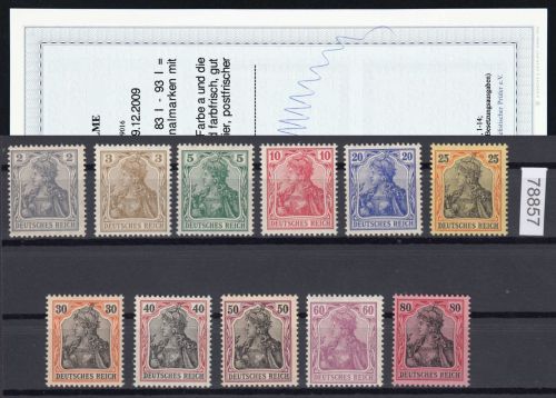 DR 1905, Mich.-Nr.: 83-93 I ** geprüft  Attest