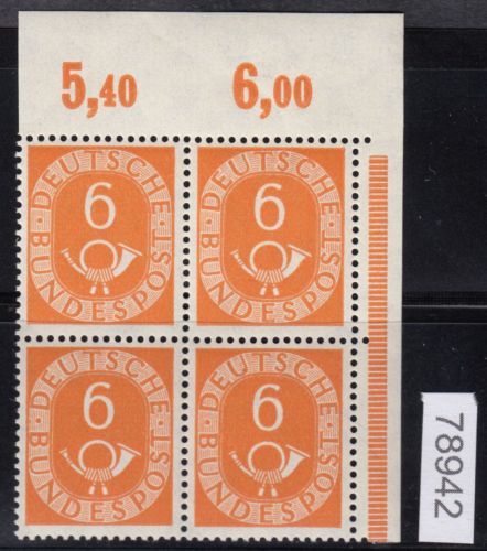 Bund 1951, Mich.-Nr.: 126 ** Eckrand  4er.-Block