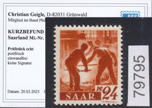 Saarland 1947 Mi. Nr. 233 II Fa G **   geprüft  Befund