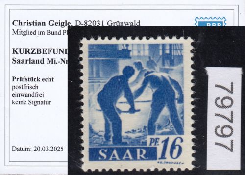 Saarland 1947 Mi. Nr. 231 II Fa G **   geprüft  Befund