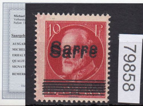 Saargebiet 1920 Mi. Nr. 19 DD *  geprüft Befund