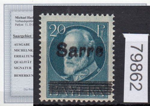 Saargebiet 1920 Mi. Nr. 20 DD *  geprüft Befund
