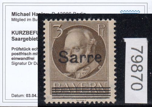 Saargebiet 1920 Mi. Nr. 31 B ** geprüft  Befund