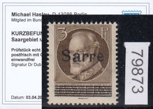 Saargebiet 1920 Mi. Nr. 31 B ** geprüft  Befund