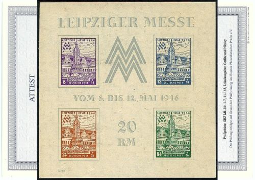 SBZ  1945 Mi.-Nr.:  Block 5 a Y **   (Type IV )  geprüft  Attest