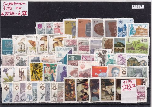 Jugoslawien 1983, Mich.-Nr.: ** komplett 1974, 1991 +92, 1995