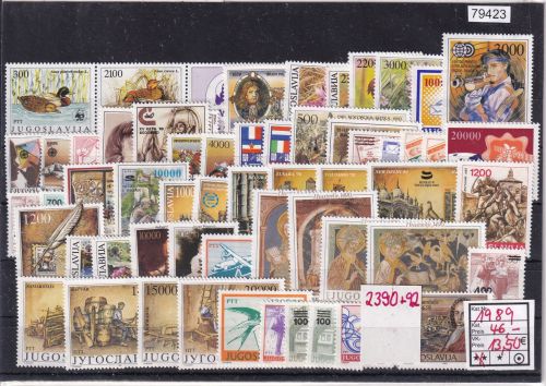 Jugoslawien 1989, Mich.-Nr.: ** komplett 2390 + 92