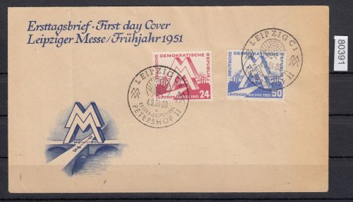 DDR 1951, Mich.-Nr.: 282+83  FDC  Leipziger Messe  Michel 100,00